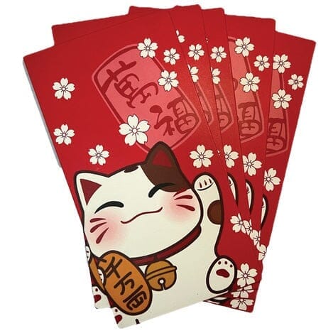 招财猫红包E 五个/ Glückskatze Roter Umschlag E 5st Golden Turtle