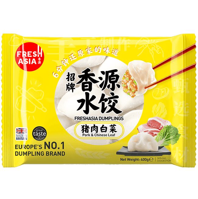 冰冻-Tiefgefroren! 香源 猪肉白菜水饺 400克 /Chinesische Teigtaschen Dumpling mit schweinefleisch und Chinakohl 400g FRESHASIA