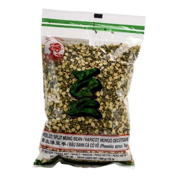 公鸡牌 带皮半粒绿豆 400克 /Mungobohnen halbiert 400g COCK BRAND