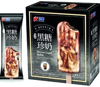 冰冻-Tiefgefroren! 小美 焙炒 黑糖珍奶冰激凌 四支 /Stieleis Braunzucker Tapiokaperlen 4*75g TW