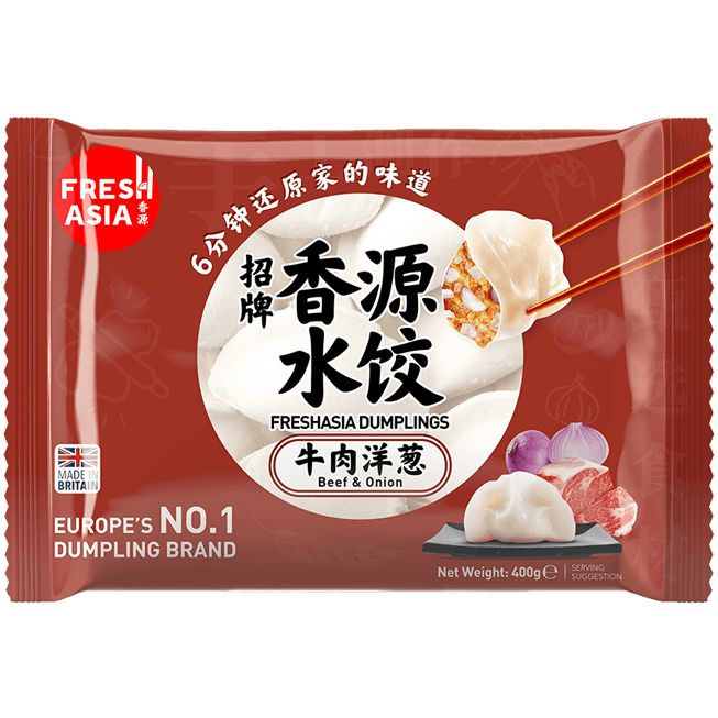 冰冻-Tiefgefroren! 香源 牛肉洋葱水饺 400克 /Chinesische Teigtaschen Dumpling mit Rindfleisch und Zwiebel 400g FRESHASIA