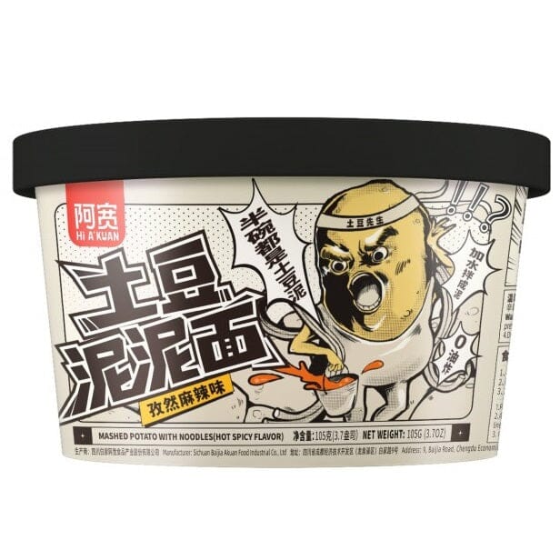 白家阿宽 土豆泥泥面 孜然麻辣味 105克 /Instantnudeln Kartofelpüree würziger Geschmack Schüssel 105g AK