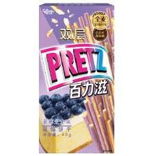 格力高 双层百力滋 蓝莓芝士味 装饰饼干 45克 /Pretz Dekorkeks Blaubeere Käse Geschmack 45g GLICO