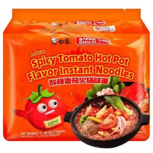 白象方便面 大辣娇 酸辣番茄火锅味 五连包 112克*5 /Instant Nudeln Scharf-saurer Tomaten Eintopfgeschmack 112g*5 BAIXIANG