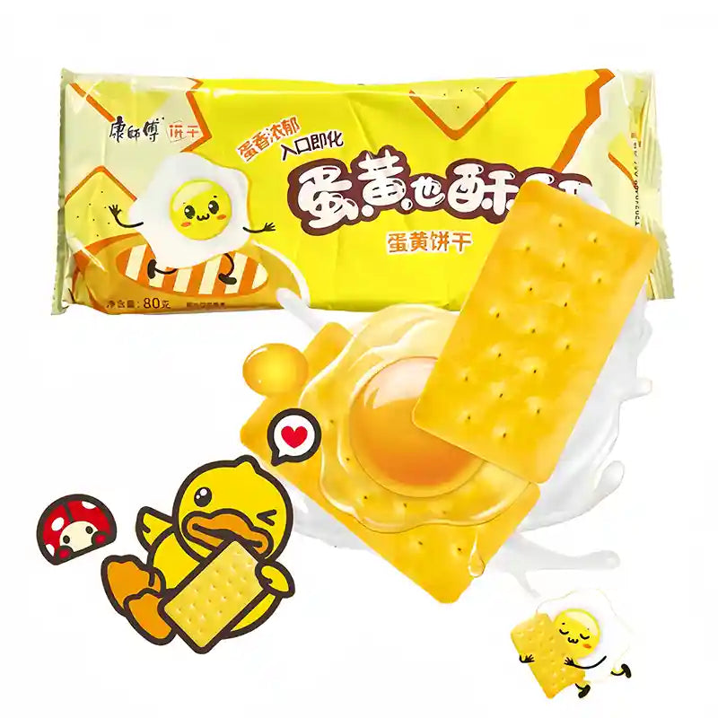 康师傅 蛋黄也酥酥 原味 80克 /Eigelbkekse Original Geschmack Knuspriger Snack 80g Master Kung