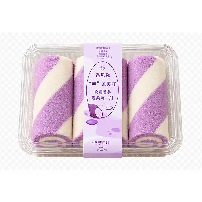 花田 香芋卷 三个装 /Taro Biskuitrolle 3 Rolle Huatian