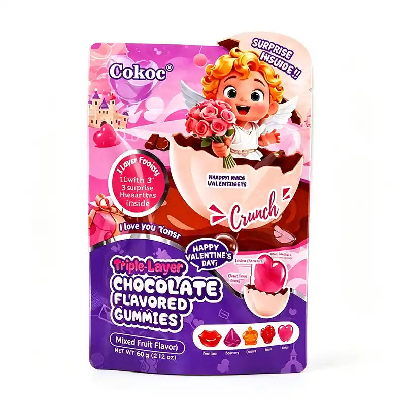 Cokoc 三层巧克力软糖 情人节款 60克 /Dreischichtige Schoko Gummis Valentins Edition 60g Cokoc