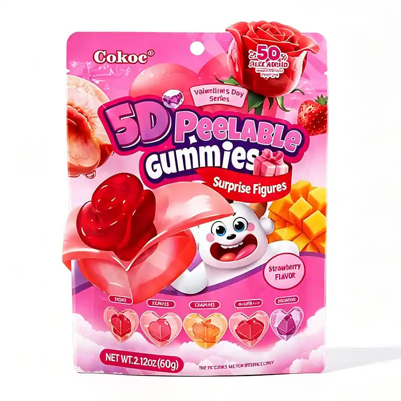 Cokoc 5D 剥皮软糖 混合水果味 情人节款 60克 /5D Schäl Gummis Mischobst Geschmack Valentins Edition 60g Cokoc