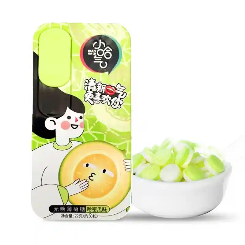 小哈气 无糖薄荷糖 哈密瓜味 22克 /Zuckerfreies Minzbonbon Hami-Melonengeschmack 22g XHQ