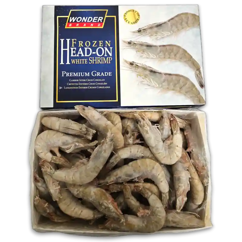 冰冻-Tiefgefroren! 南美白对虾 30/40 有头有壳 2公斤 /Garnelen Vannamel 20% Glasur mit Kopf mit Schale 30/40 2kg