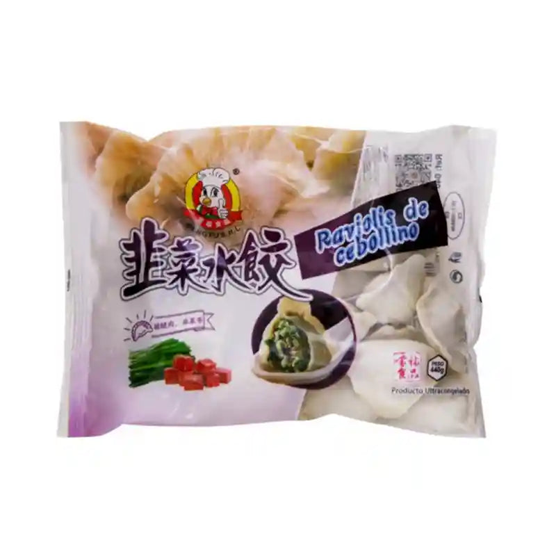 冰冻-Tiefgefroren! 蒙福 韭菜猪肉水饺 400克 /Teigtaschen mit Schnittlauch und Schweinefleisch 400g MENGFU