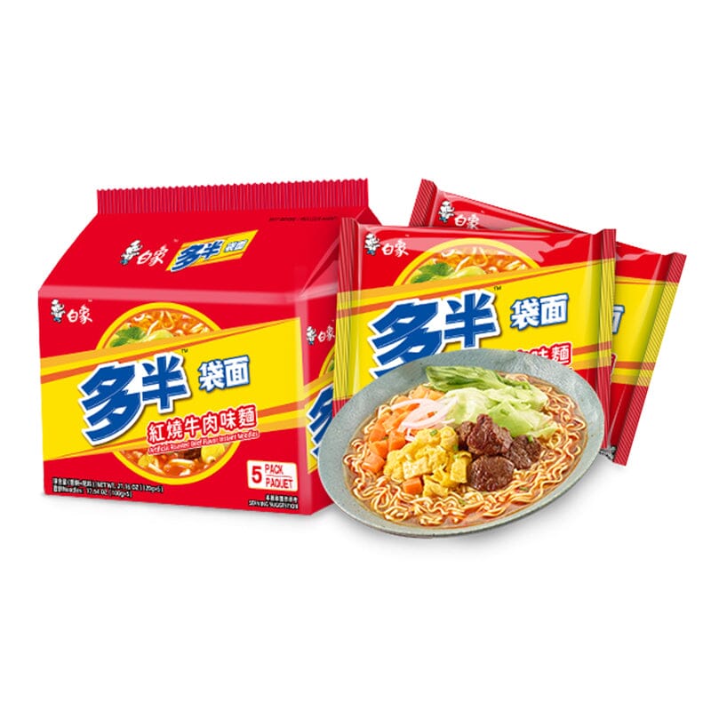 白象方便面 多半袋 红烧牛肉味面 五连包 / Nudeln Rindfleischgeschmack 715g (143g*5) BAIXIANG