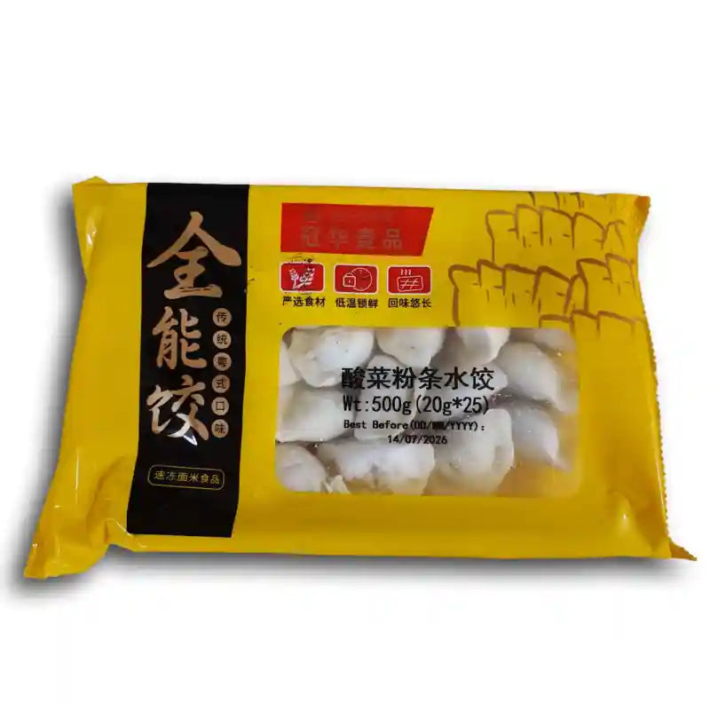 冰冻-Tiefgefroren! 冠华 全能饺子 酸菜粉条水饺 25个 /Knödel Dumplings Teigtaschen mit Sauerkraut und Glasnudeln 20g*25 GUANHUA