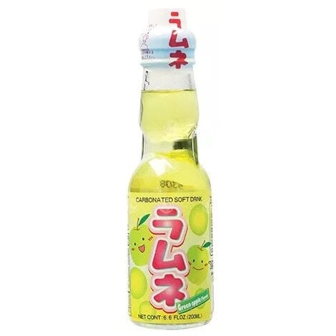 日本波子弹珠汽水 青苹果味 200毫升 /Ramune Limonade Grün Apfel Geschmack 200ml Hatakosen