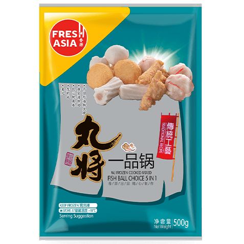 冰冻-Tiefgefroren! 香源 丸将 一品锅 500克 /Mixed Fish Ball 500g WJ FRESHASIA