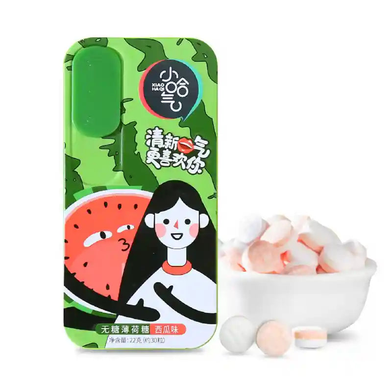 小哈气 无糖薄荷糖 西瓜味 22克 /Zuckerfreies Minzbonbon Wassermelonen Geschmack 22g XHQ