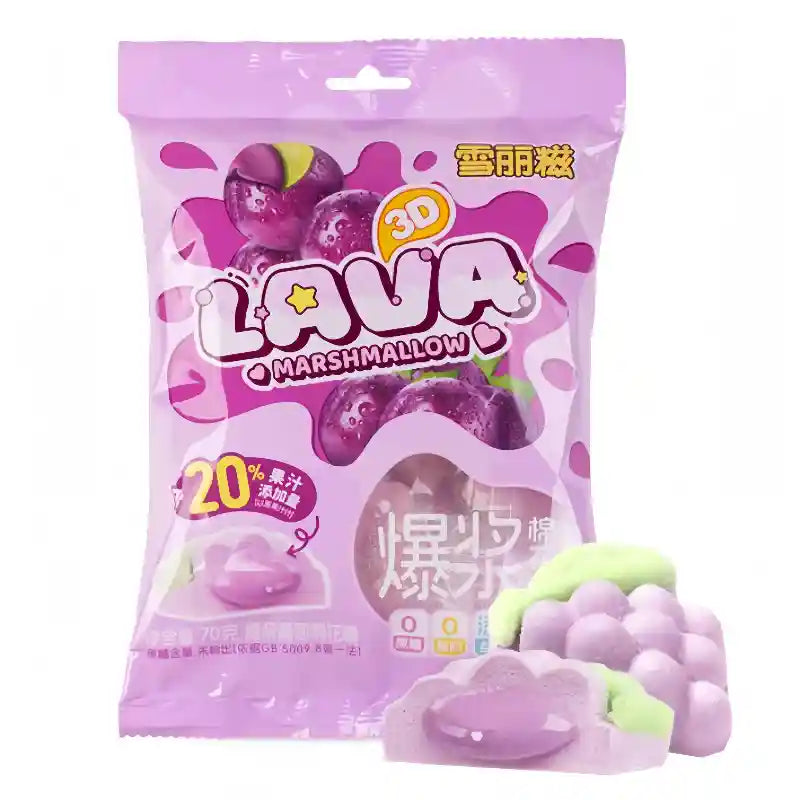 森和园 雪丽糍 爆浆棉花糖 葡萄味 70克 /Flüssiges Kern Marshmallow Traubengeschmack 70g