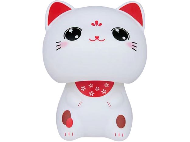 太阳能招财猫 白色 萌萌眼 /Plutus Katze Solar Power blingbling Augen