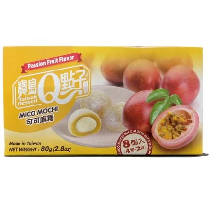 宝岛Q点子 可可麻薯 百香果味 80克 /Micro Mochi Maracuja Passionsfrucht Geschmack 80g TW