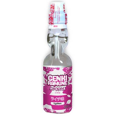 日本 弹珠汽水 荔枝味 200毫升 /Litschi Soda Getränk 200ml GENKI RAMUNE