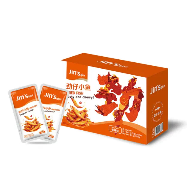 劲仔 深海小鱼 香辣味 20小包 /Getrockneter Fisch Scharfer Geschmack 20*12g JINZAI