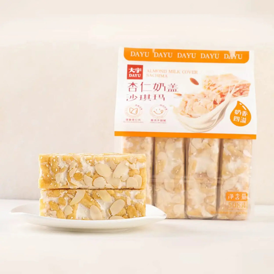 大宇 沙琪玛 杏仁奶盖 508克 /Dessert Weichmehlkuchen Mandel-Milchcreme Sachima 508g Daewoo