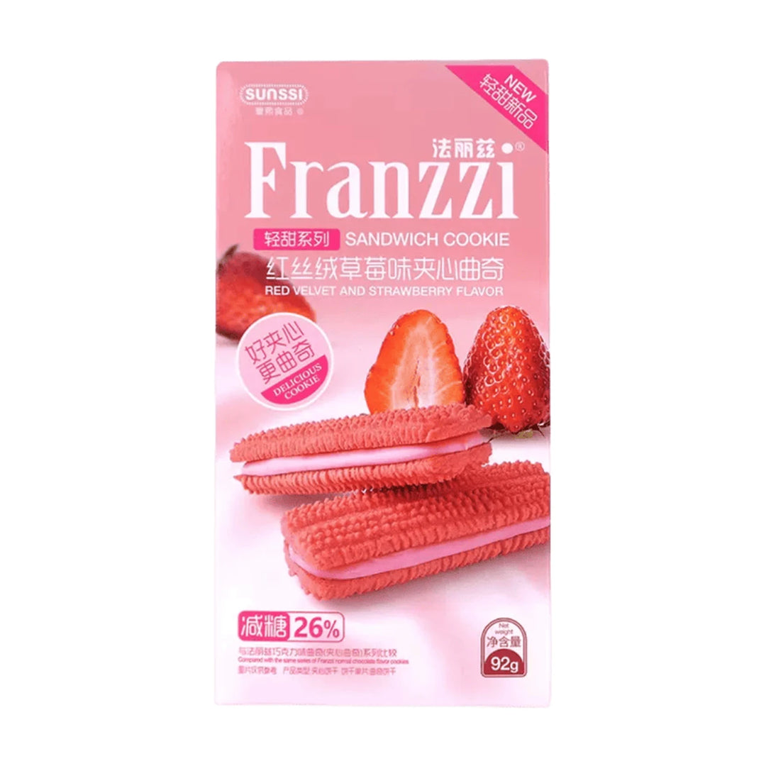 法丽兹 红丝绒草莓味夹心饼干 92 克 /Doppelkekse mit Rote Samt Kuchen und Erdbeergeschmack 92g FRANZZI