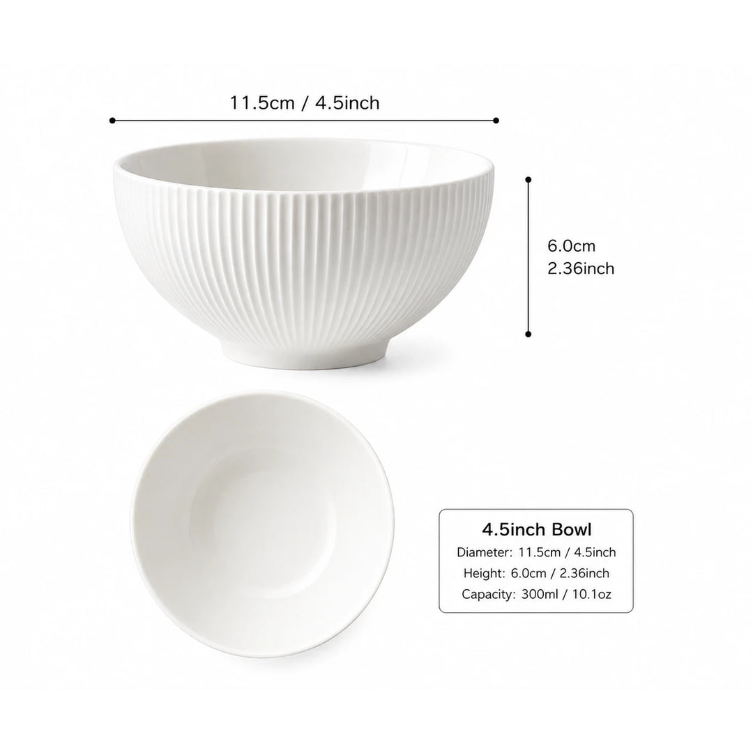 4.5英寸 精美瓷器碗 亮白色 1件 /Moire 4,5 Zoll Schale Glänzend Weiß 1 Stück JIWOO