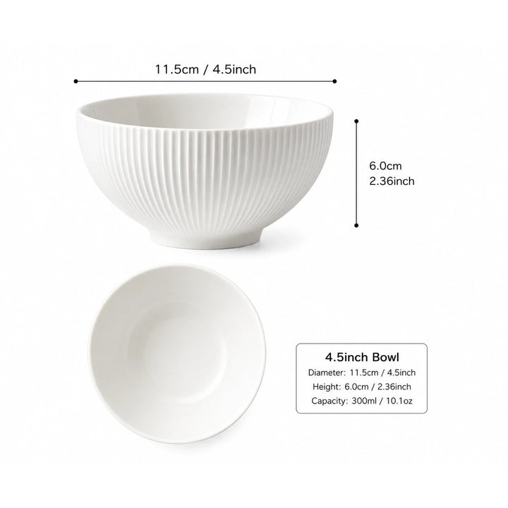 4.5英寸 精美瓷器碗 亮白色 1件 /Moire 4,5 Zoll Schale Glänzend Weiß 1 Stück JIWOO