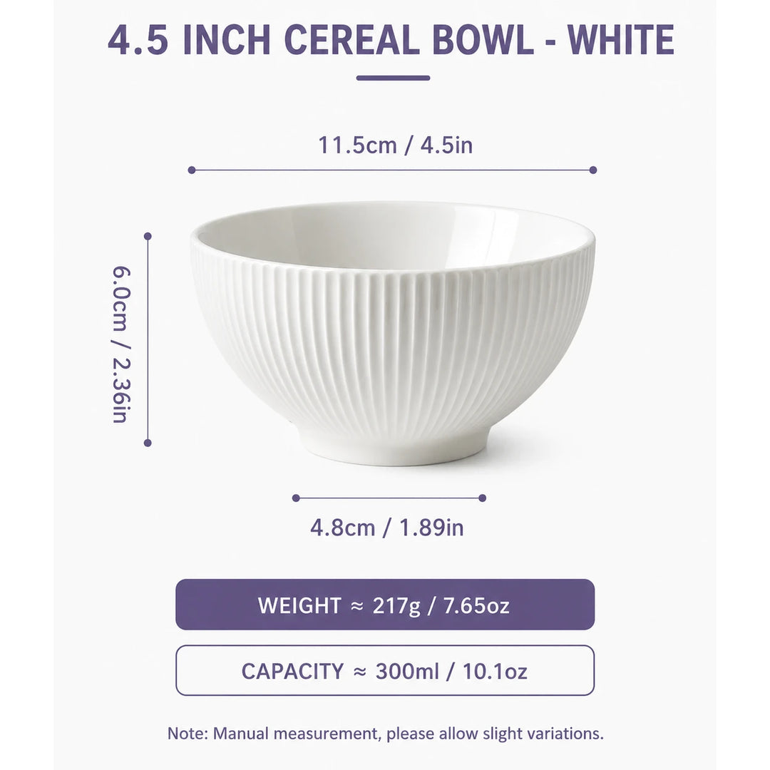 4.5英寸 精美瓷器碗 亮白色 1件 /Moire 4,5 Zoll Schale Glänzend Weiß 1 Stück JIWOO