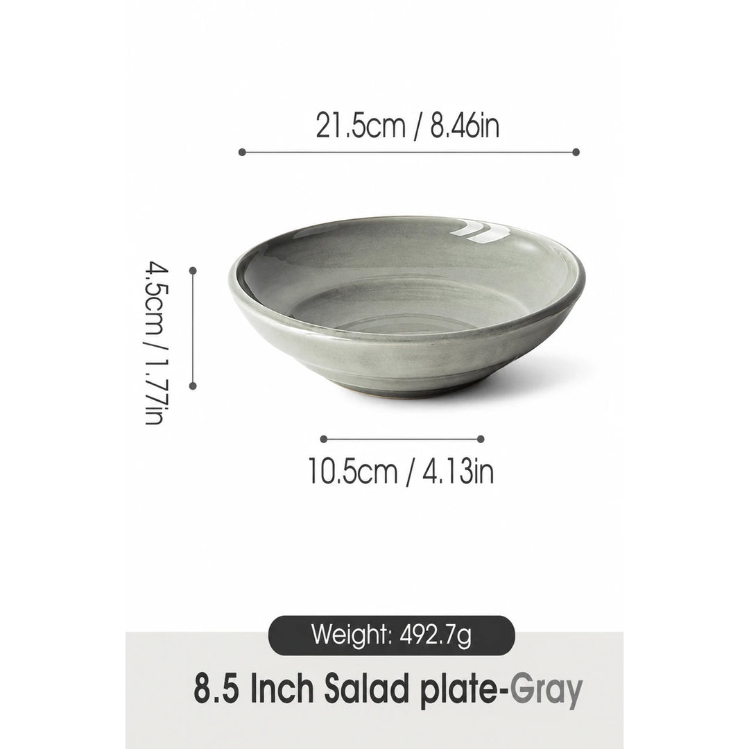 8.5英寸 亮面灰色 陶瓷汤盘 1件 /8,5" Suppenteller Glänzend Grau 1 Stück JIWOO