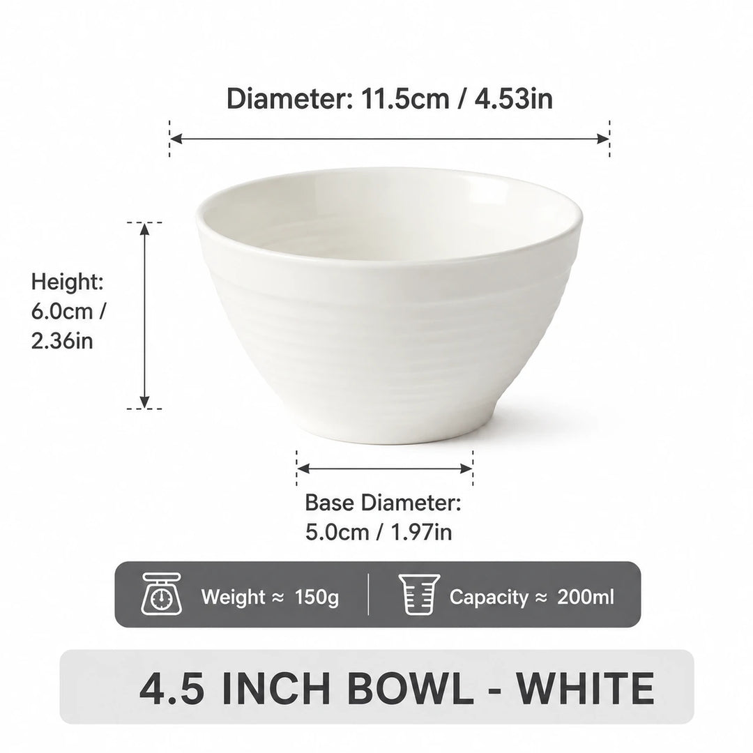 4.5英寸 哑光白色精美陶瓷小碗 1件 /Lurcern 4,5" Schale Mattweiß 1 Stück JIWOO