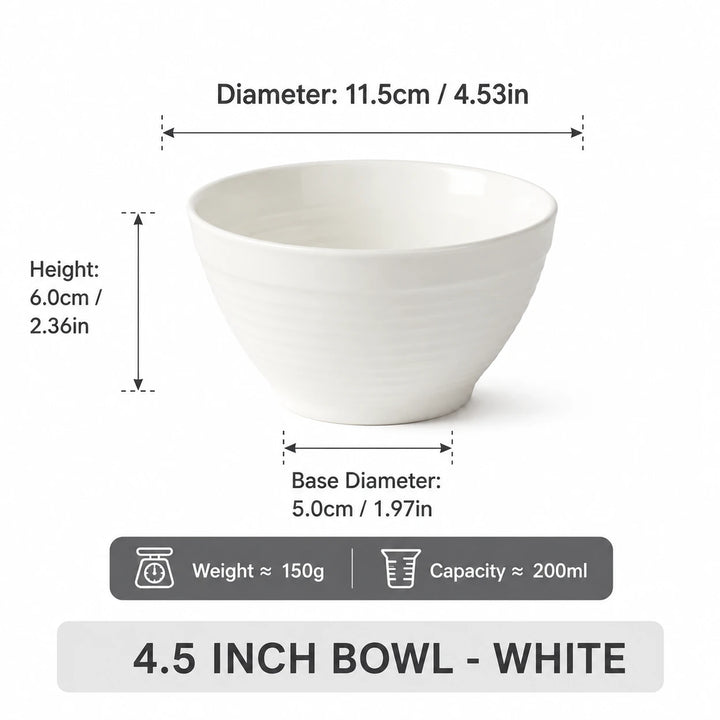4.5英寸 哑光白色精美陶瓷小碗 1件 /Lurcern 4,5" Schale Mattweiß 1 Stück JIWOO