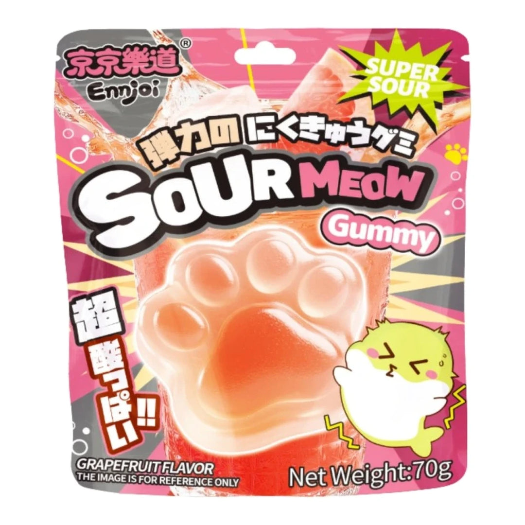 京京乐道 猫爪软糖 爆酸葡萄柚味 70克 /Katzenpfoten Sourmeow Gummibonbons Grapefruit Geschmack 70g ENNJOI