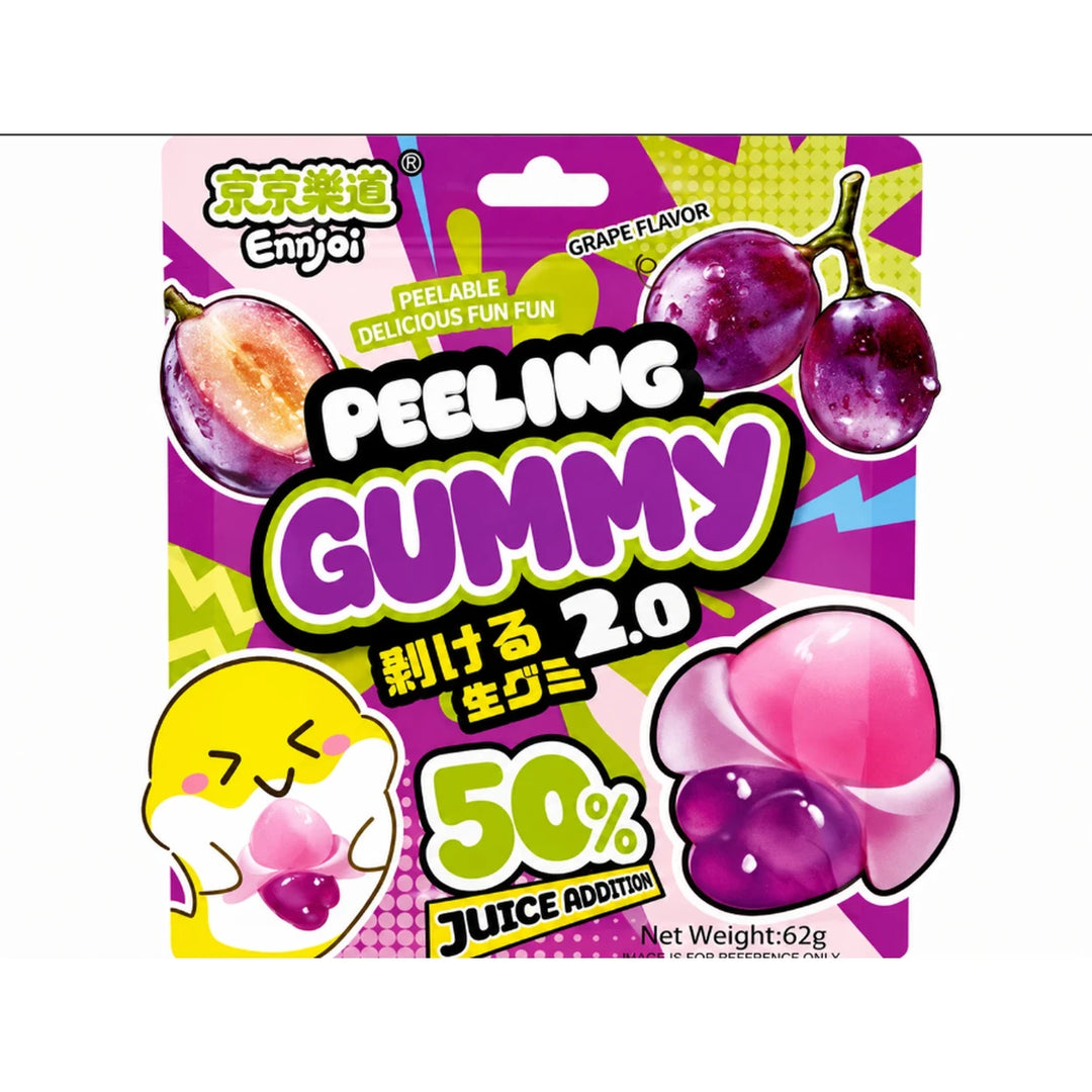 京京乐道 剥皮软糖 葡萄味 62克 /Geschälte Gummibonbons Traubengeschmack 62g ENNJOI