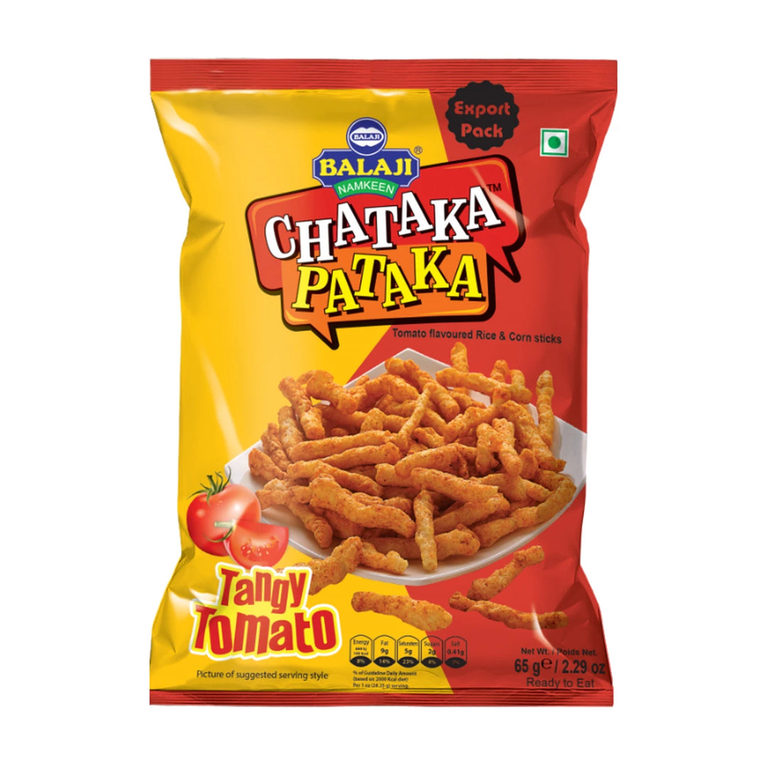 劲爽番茄米玉米脆条 65克 /Chataka Pataka Reis- und Maissticks mit Tomatengeschmack 65g BALAJI