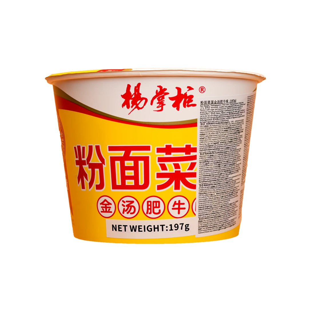 杨掌柜 金汤牛肉味 粉丝 面条 蔬菜 197克 /Glasnudeln, Nudeln, Gemüse Goldener Rindfleischgeschmackg 197g YZG