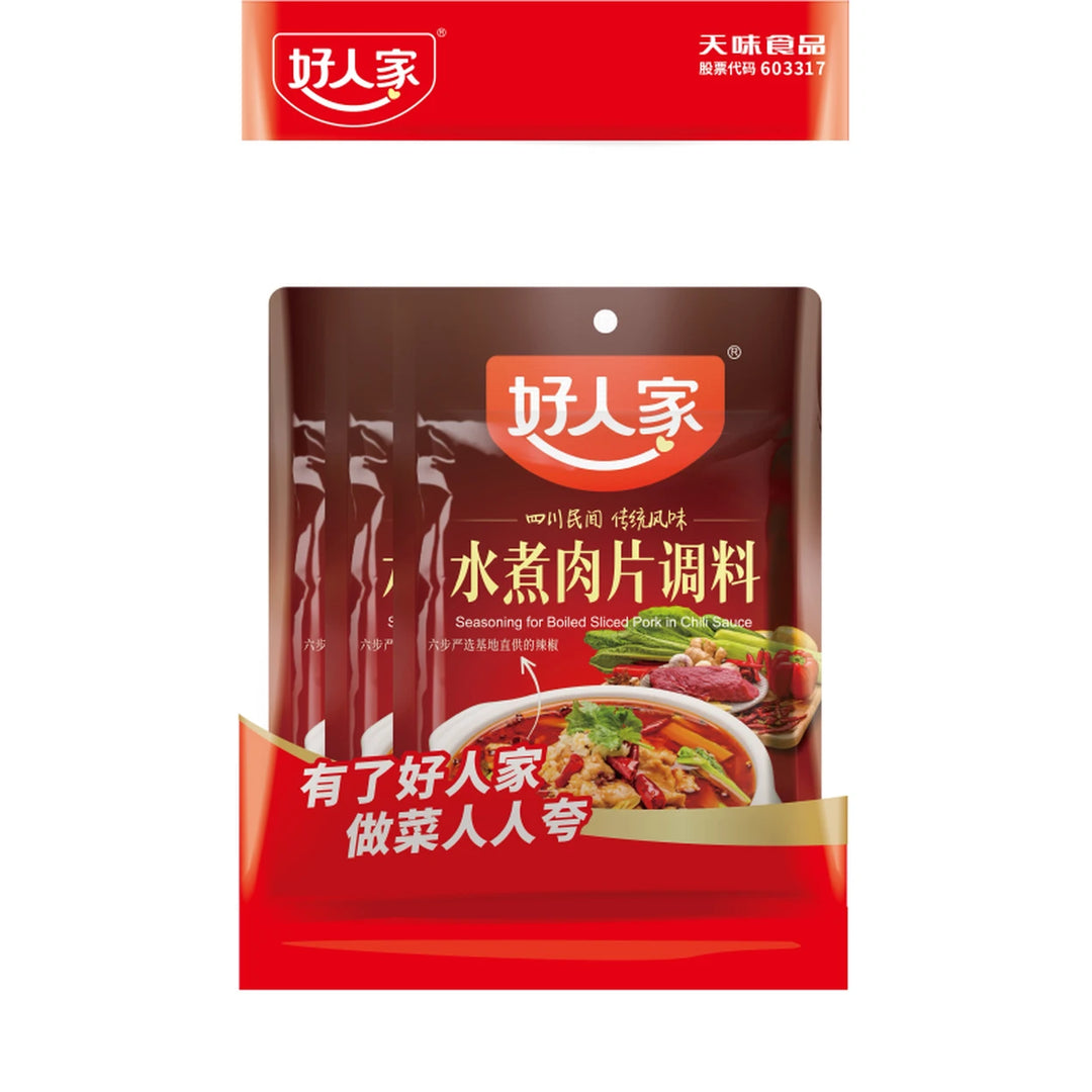 好人家 水煮肉片复合调味料 100克*3 /Würzmischung für gebratenes gekochtes Schweinefleisch nach Sichuan-Art 100g*3 HaoRenJia