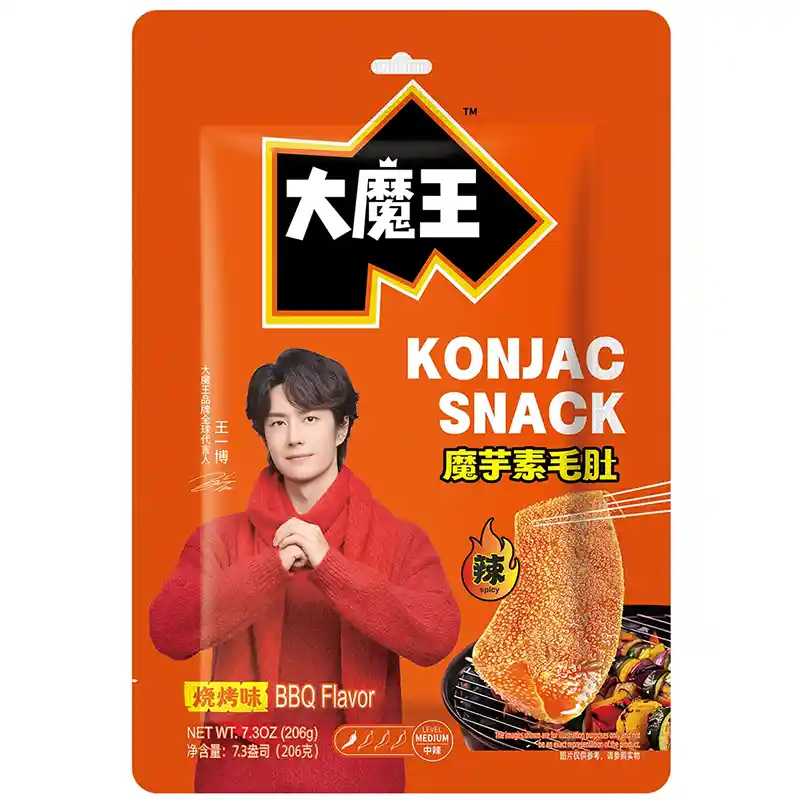 盐津铺子 魔芋素毛肚 烧烤味 23小包 /HALAL Konjak Snack - Imitat von Rinderpansen BBQ Geschmack 206g YanJinPuZi