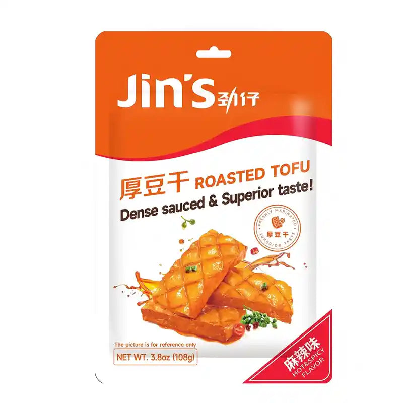 劲仔 麻辣味 厚豆干 108克 /Dicke getrocknete Tofu Snach - Scharf &amp; würzig 108g JINZAI