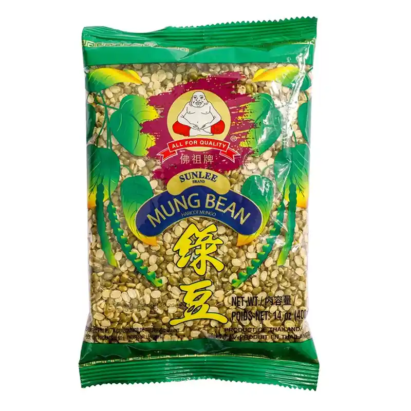 佛祖牌 带皮半粒绿豆 400克 /Ungeschälte Gespaltene Mungobohnen 400g Sunlee