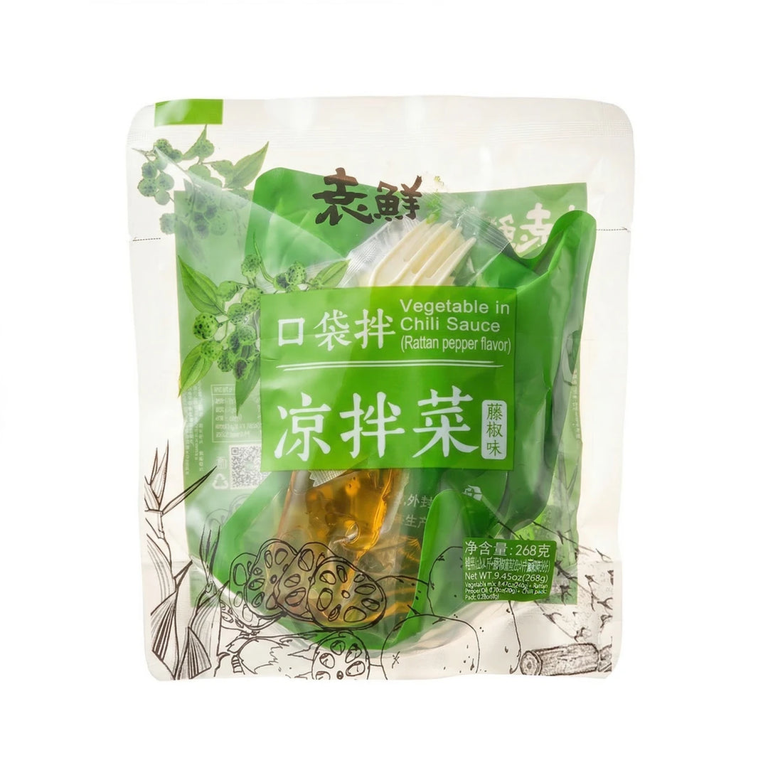 袁鲜 口袋拌 凉拌菜 藤椒味 268克 /Gemüse in Chilisauce Rattanpfeffer Geschmack 268g YuanXian