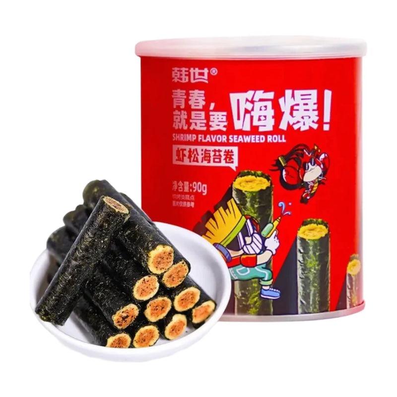 韩世 嗨爆 虾松海苔卷 90克 /Nori-Rolle Seetangrolle Krabben Geschmack 90g HS