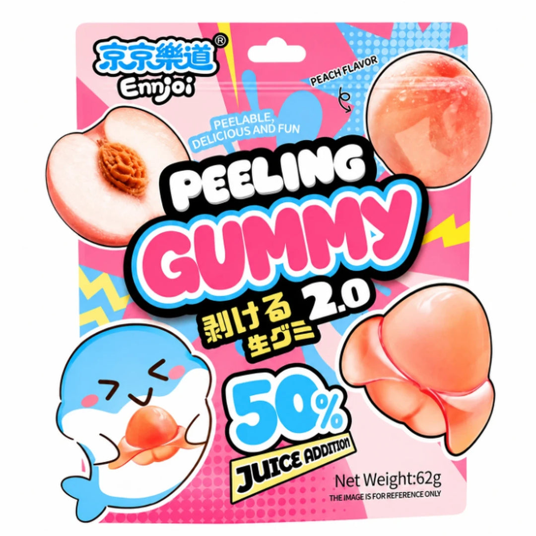 京京乐道 剥皮软糖 蜜桃味 62克 /Geschälte Gummibonbons Pfirsichgeschmack 62g ENNJOI