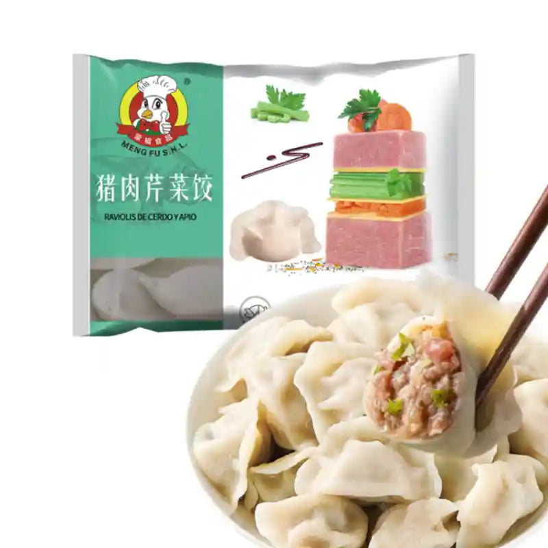 冰冻-Tiefgefroren! 蒙福 猪肉芹菜水饺 400克 /Teigtaschen mit Schweinfleisch und Sellerie 400g MENGFU