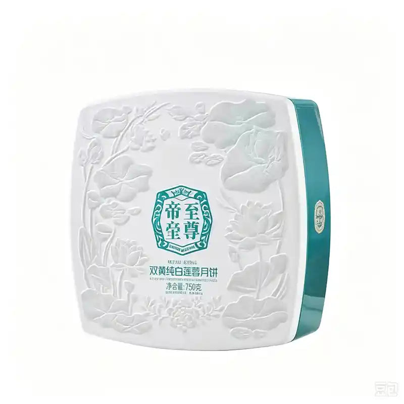 帝皇 蓝罐 双黄白莲蓉月饼 750克 /Mondkuchen Rührkuchen Lotuspaste 2-Eigelb Blaue 750g KING