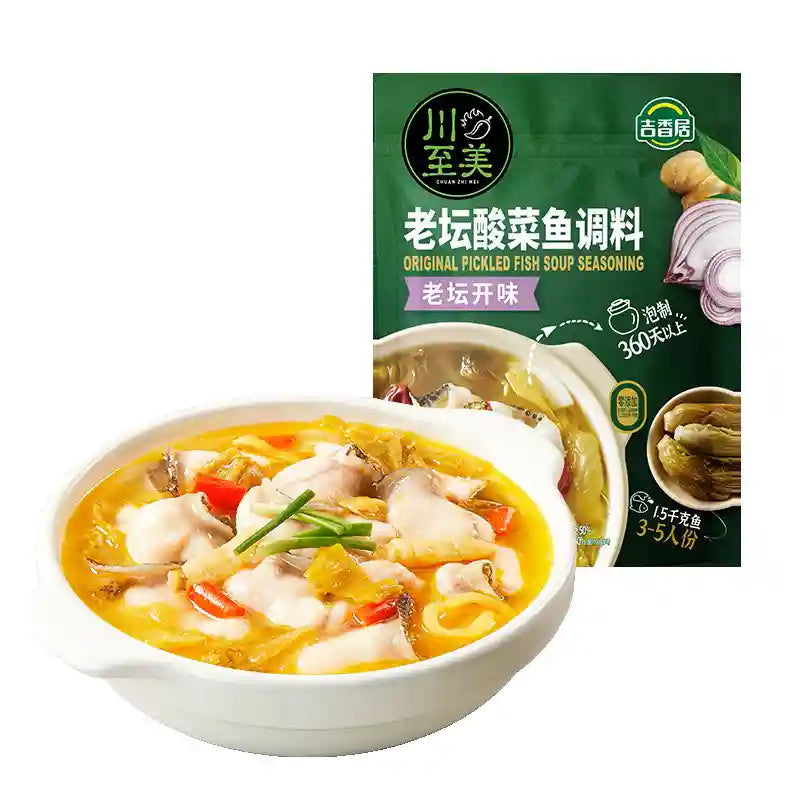 吉香居 川至美 老坛酸菜鱼调料 408克 /Gewürzmischung für Fisch mit eingelegtem Gemüse 408g JXJ