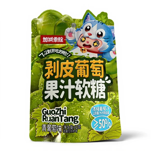 加减乘除 剥皮葡萄 果汁软糖 青葡萄味 42克 /Gelee aus geschältem Traubensaft grüne Traubengeschmack 42g JJCC