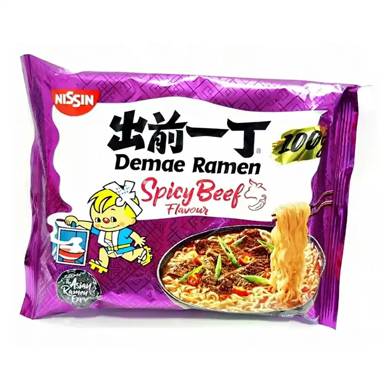 出前一丁 香辣牛肉味 方便面 100克 / Instant Demae Ramen Nudeln Scharfes Rindfleisch 100g NISSIN