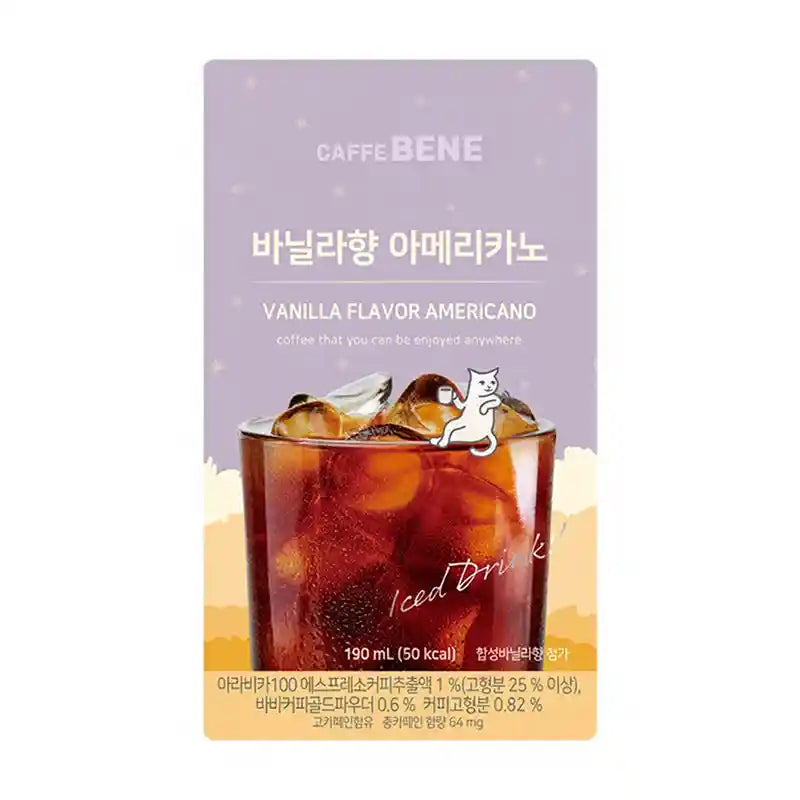 韩国 香草味美式咖啡 袋装 190毫升 /Kaffee Americano mit Vanillegeschmack 190ml Caffe Bene
